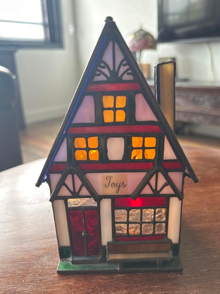Uniek Glas-in-lood Huisje 'Toys' - Handgemaakt, Meerkleurig, Ophalen of Verzenden, Glas, Klassiek