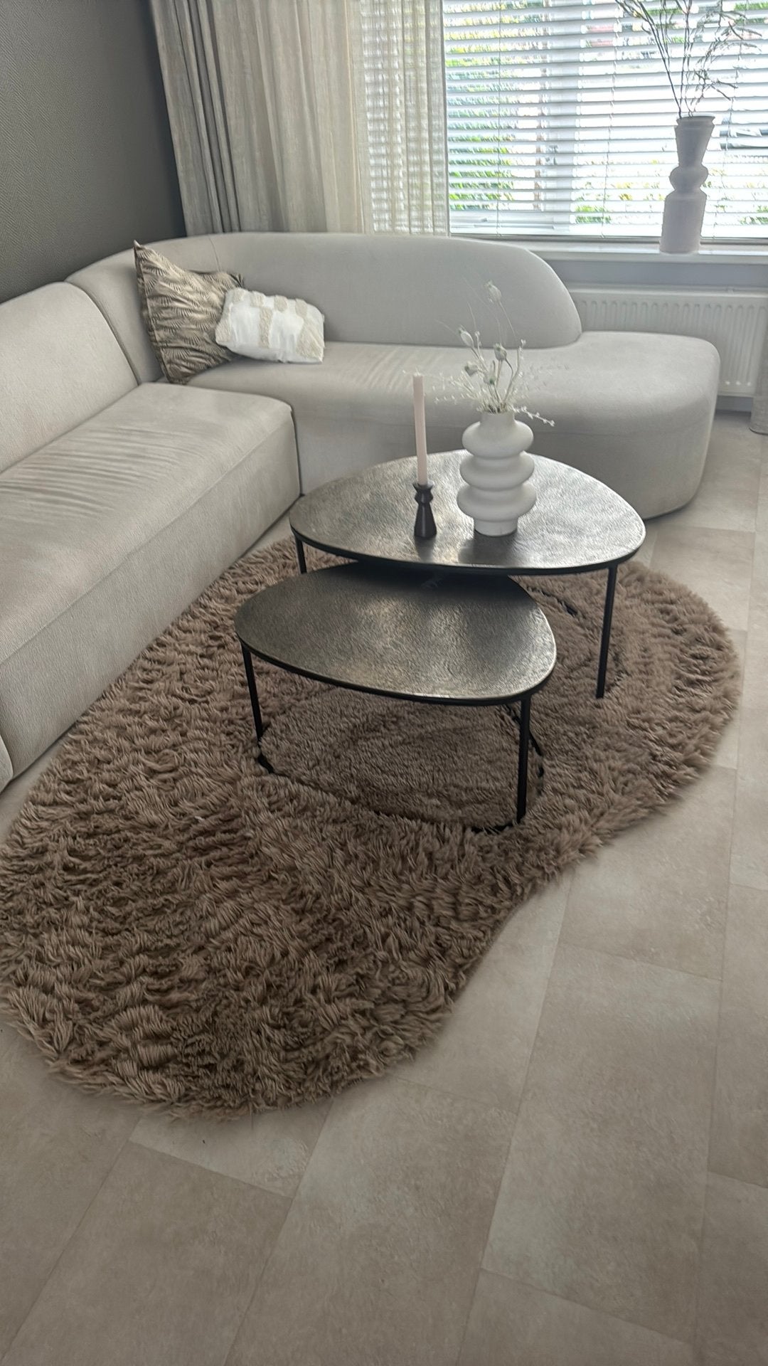 Vloerkleed organisch beige taupe, Huis en Inrichting, Bruin, 150 tot 200 cm, 200 cm of meer, Ophalen of Verzenden