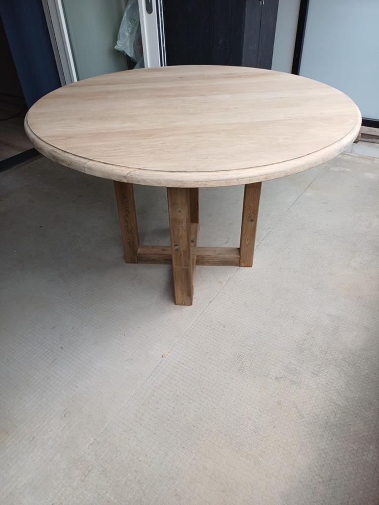 Eiken ronde tafel, Huis en Inrichting, Tafels | Eettafels, Ophalen, Rond, Zo goed als nieuw, 100 tot 150 cm