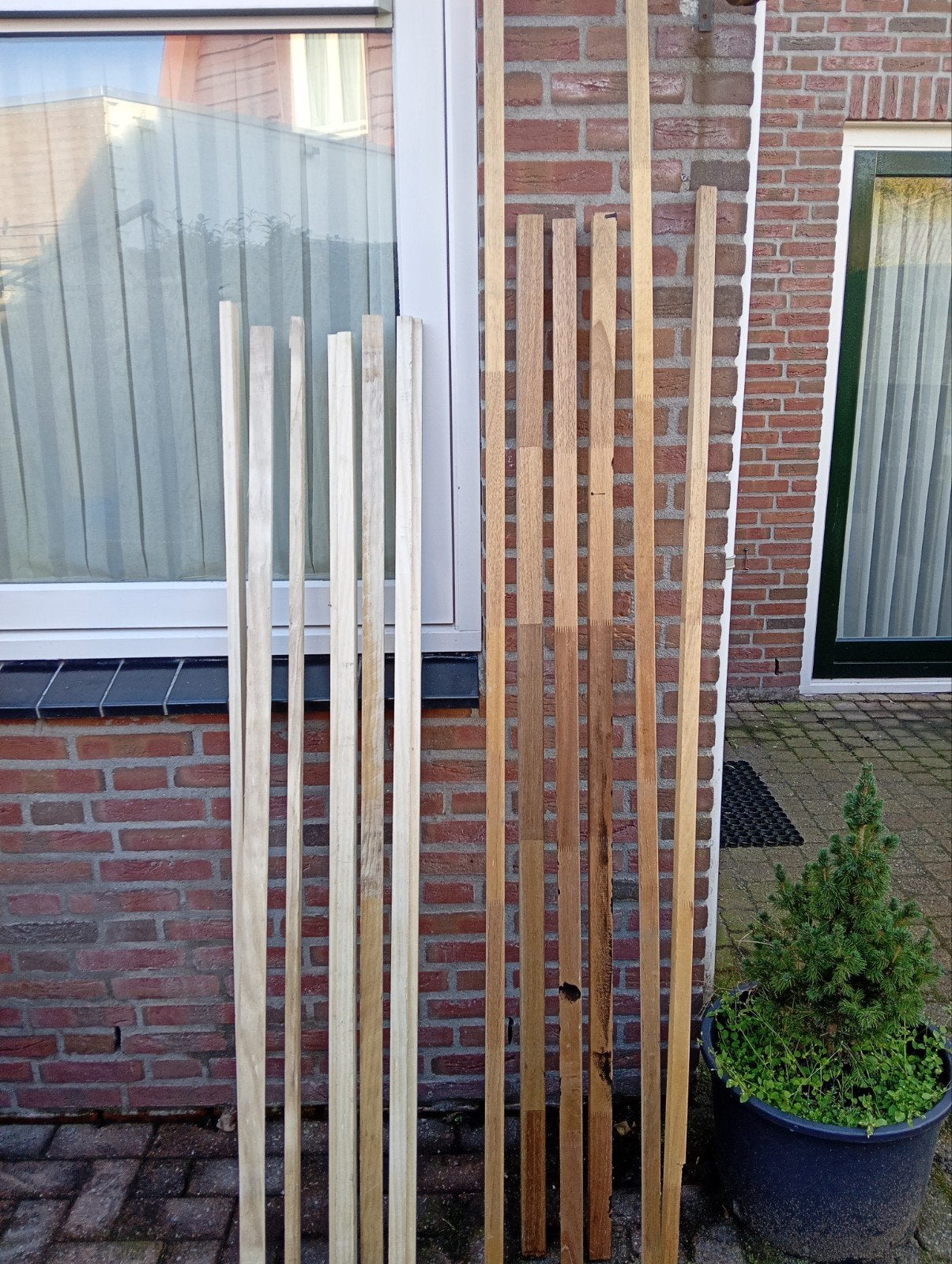 Diverse hardhouten latten, o.a. 38x38mm, 180-200 cm lang, Doe-het-zelf en Verbouw, Ophalen, Nieuw