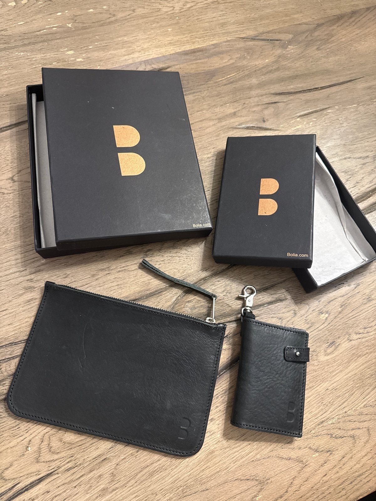 Bolia  leren etui en sleuteletui - Zwart (nieuw), Zwart, Zo goed als nieuw, Leer, Ophalen