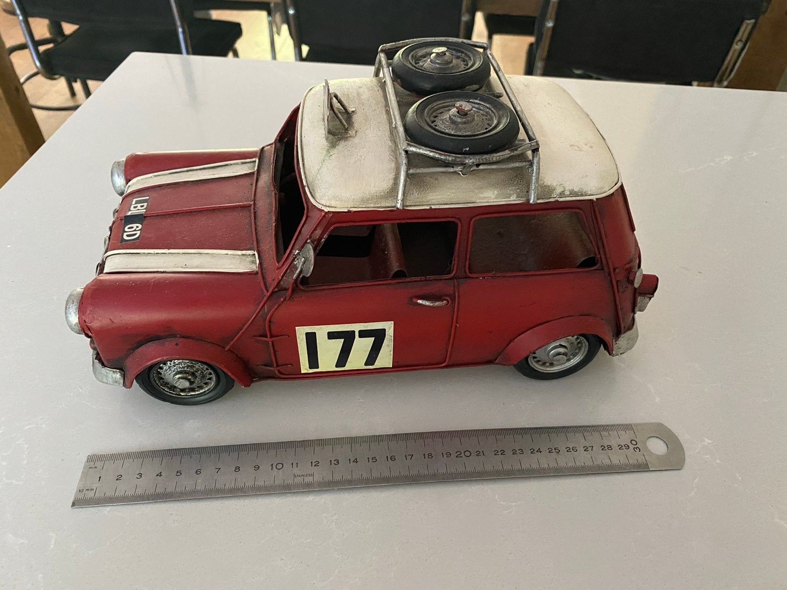 KOOPJE: Vintage look Mini Cooper Rally, Ophalen of Verzenden, Zo goed als nieuw, Auto, Overige merken