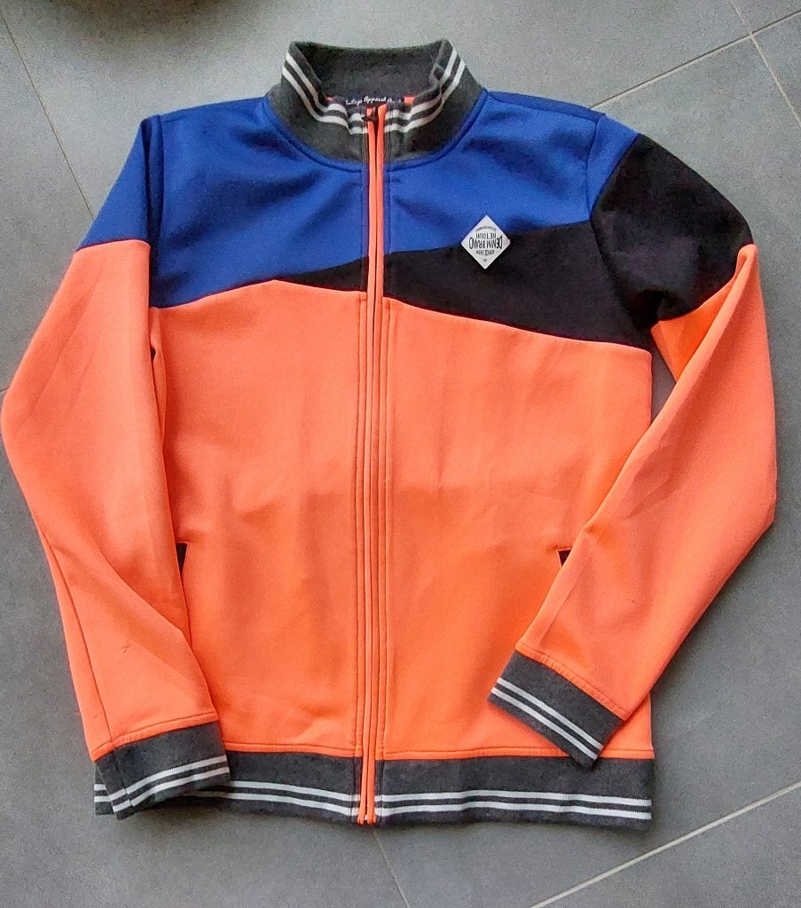 Oranje blauw vest, jack. Merk Retour. Mt 15/16, Kinderen en Baby's, Kinderkleding | Maat 158, Jongen of Meisje, Trui of Vest, Ophalen of Verzenden