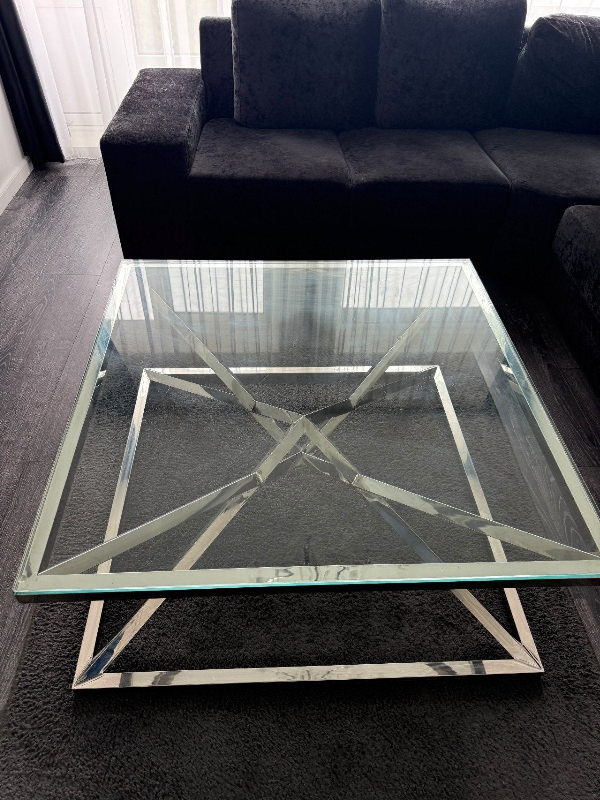 mooie GlazenTafelset vierkant en rechthoekig met plafondlamp, Ophalen, 50 – 75, 100 tot 150 cm, Vierkant