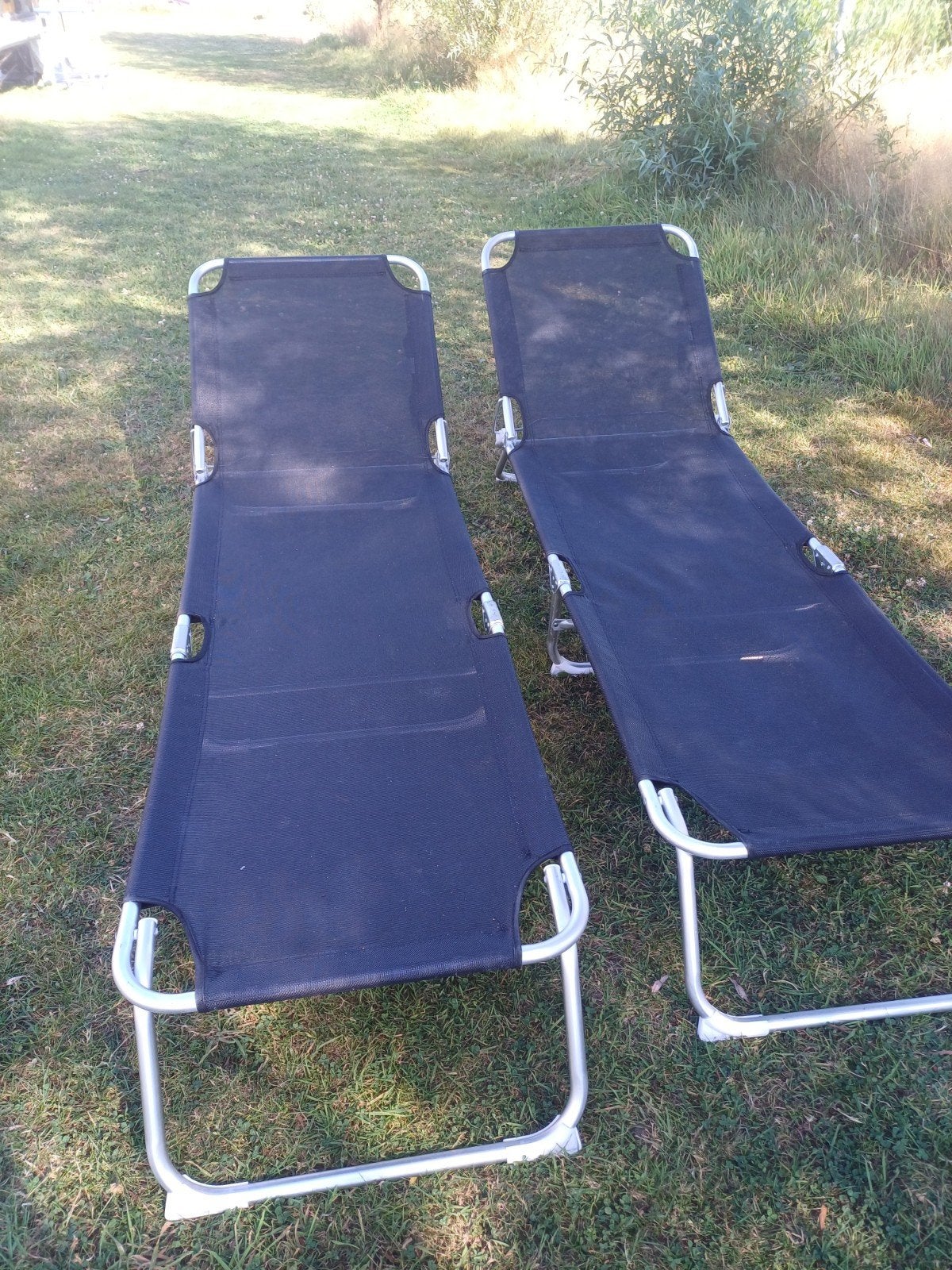 ligbedden 2x, Tuin en Terras, Ophalen, Zo goed als nieuw, Aluminium, Inklapbaar