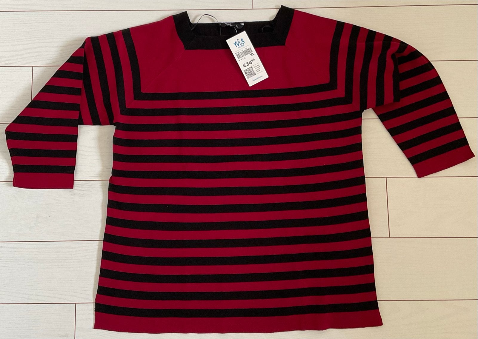 Nieuw MS mode truitje XL rood/zwart gestreept, Ophalen of Verzenden, Nieuw, Maat 46/48 (XL) of groter, Rood