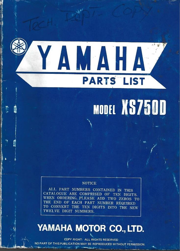 Yamaha XS750 D Parts List 1976 (2333z) motor, Ophalen of Verzenden, Honda