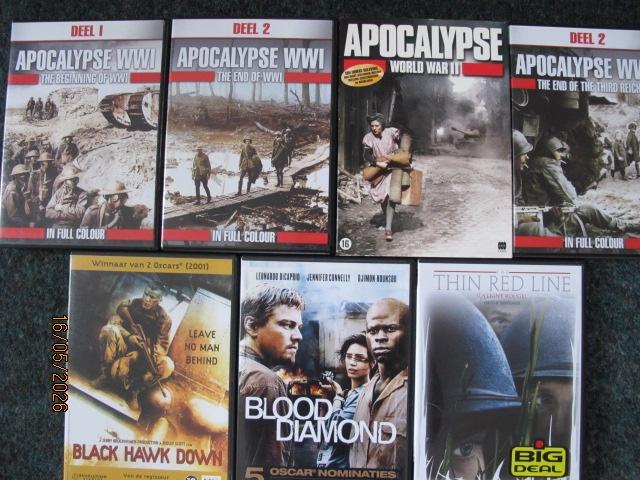 48D,5: apocalypseWW1+2,dl1+2-hawkDown-bloodDiamond-redLine, Vanaf 16 jaar, Ophalen of Verzenden, Zo goed als nieuw, Boxset