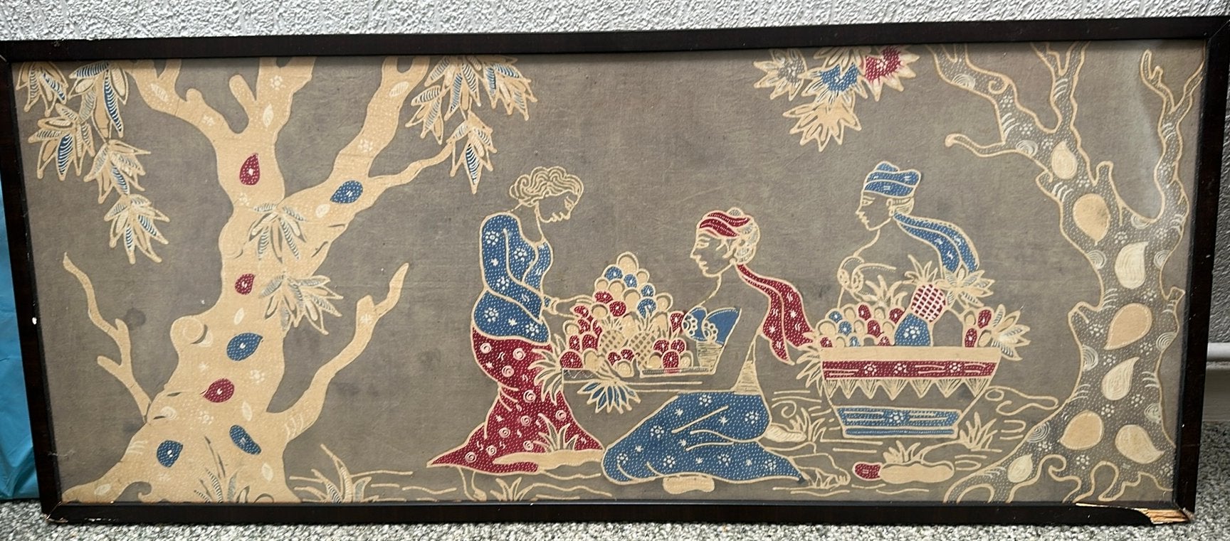 Indoneschisch textiel schilderij / batik, Handgemaakt, Ophalen of Verzenden, Indonesië, Schilderij