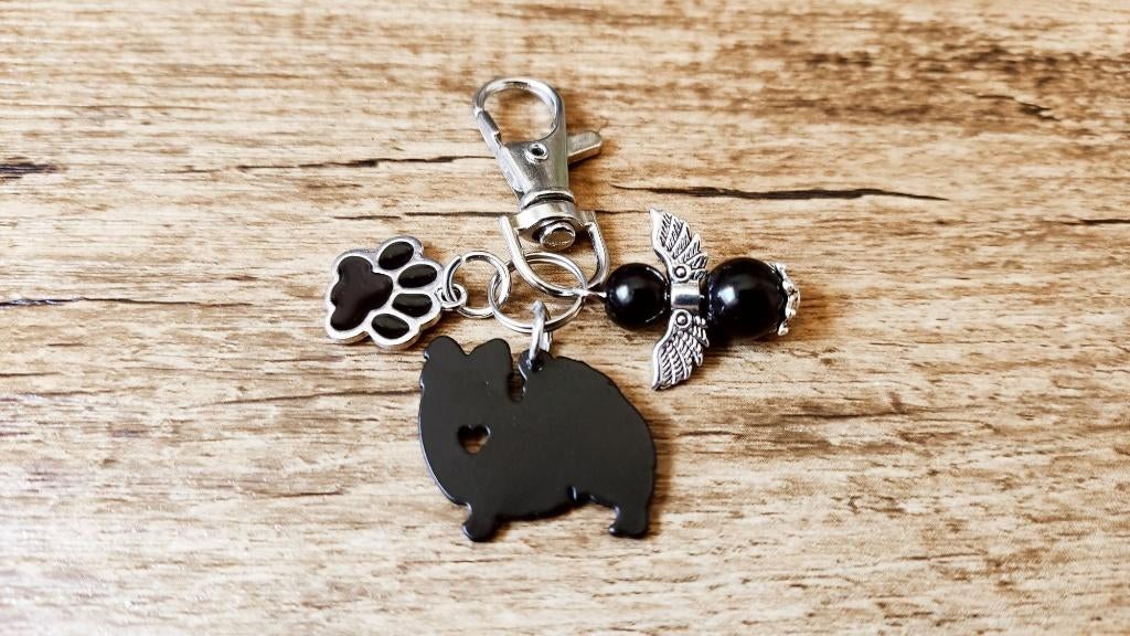 Tas/Sleutelhanger Vlinderhondje zwart met beschermengeltje, Verzenden, Nieuw