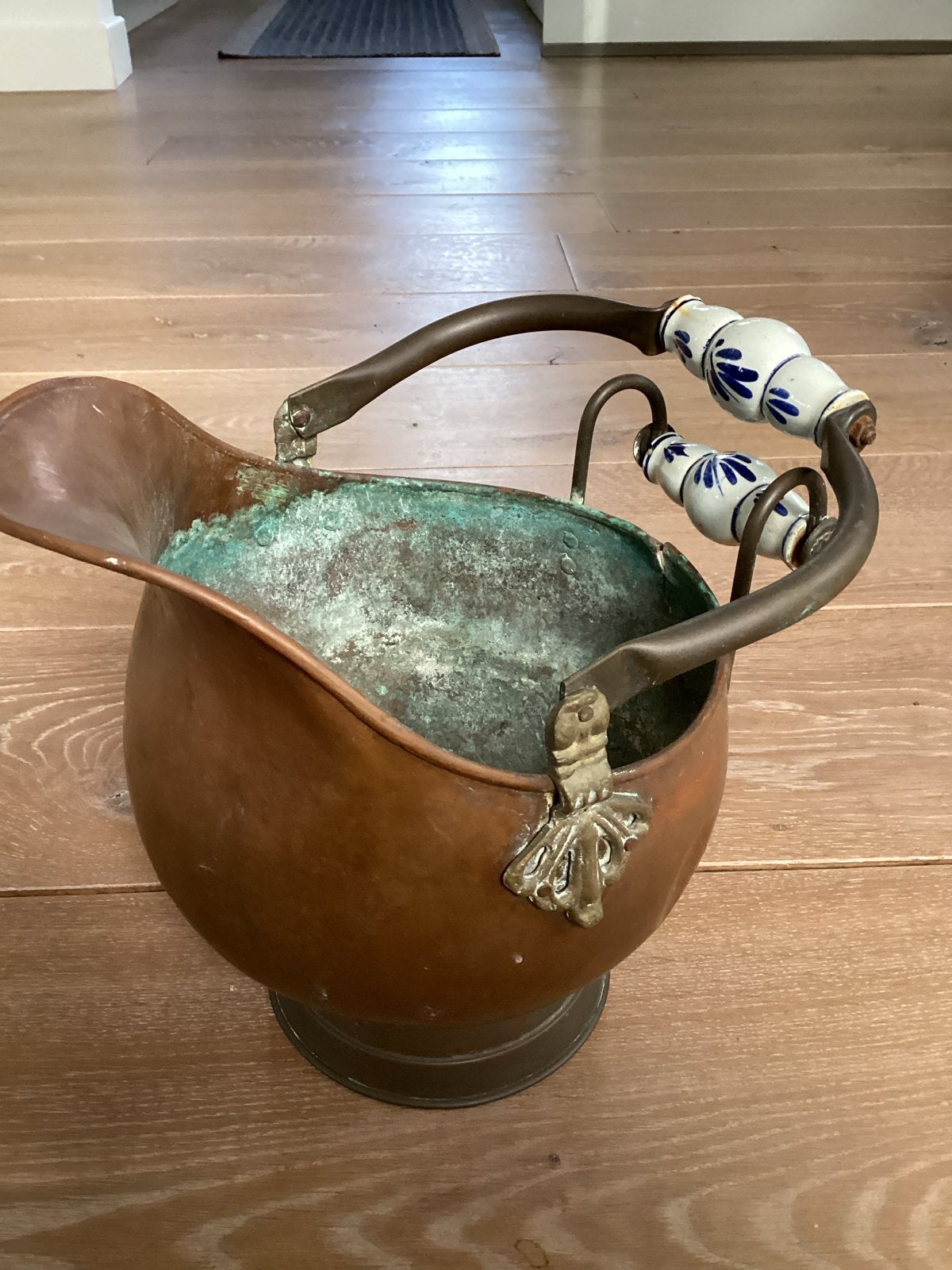 Antieke koperen emmer en kit - Decoratief set, Ophalen of Verzenden, Koper