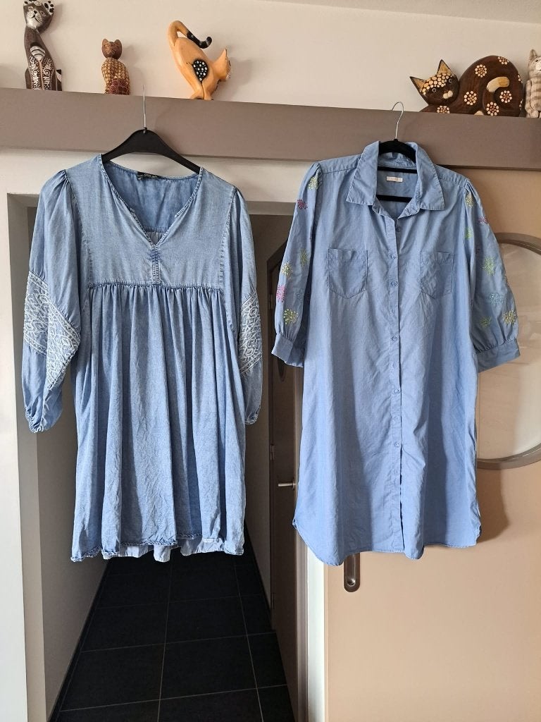 Norah en/of Senso, spijkerjurk met borduursel mt 44/46, Blauw, Maat 46/48 (XL) of groter, Ophalen of Verzenden, Zo goed als nieuw