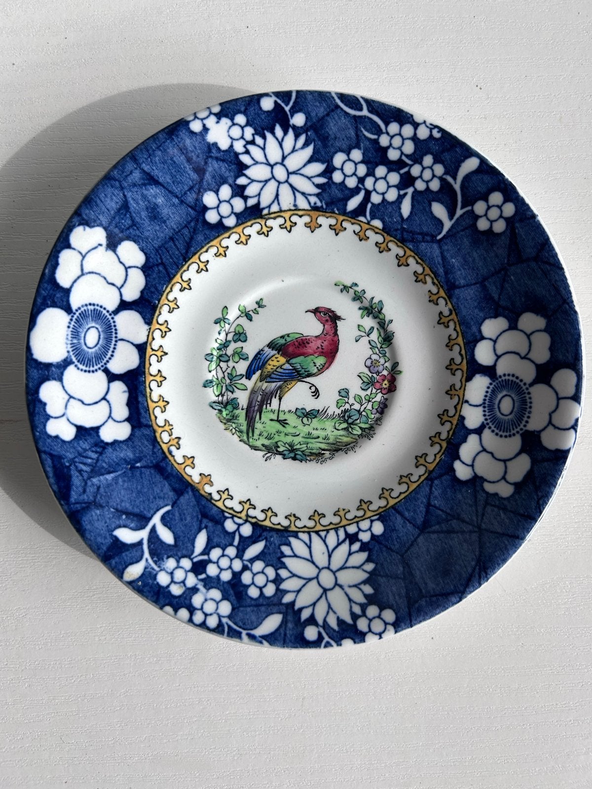 Antiek Spode Copeland Schoteltje met Vogelmotief, Antiek en Kunst, Ophalen