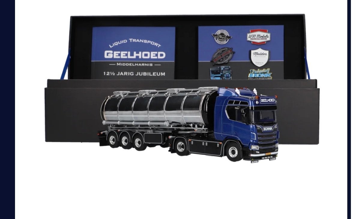 Gezocht/wanted WSI Scania Geelhoed Jubileummodel met pinnen, Ophalen of Verzenden, Zo goed als nieuw, Bus of Vrachtwagen, Wsi