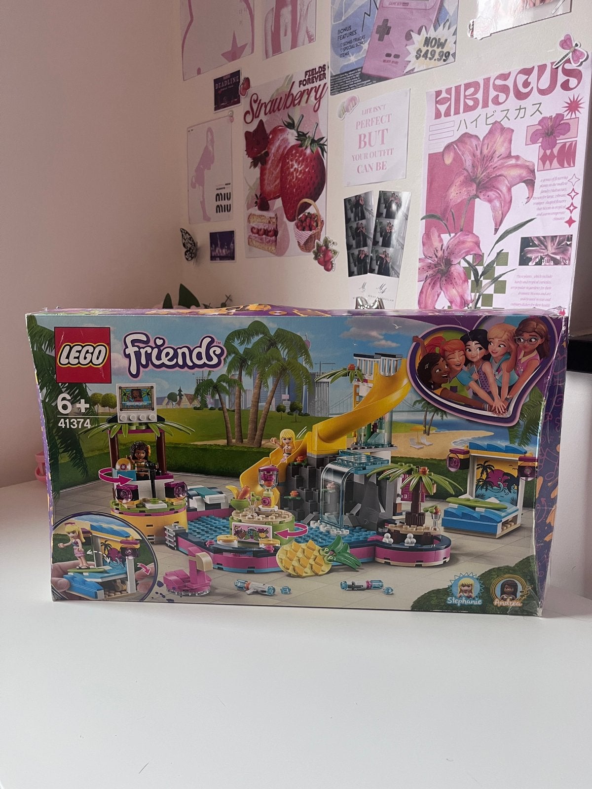 LEGO Friends Andrea's Pool Party 41374- goede staat/compleet, Ophalen of Verzenden, Meer dan 50 stukjes, Zo goed als nieuw, 6 jaar of ouder