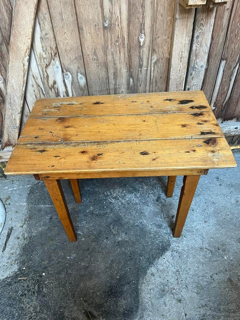 Oude grenen houten tafel met lade, Huis en Inrichting, Tafels | Eettafels, Ophalen, Gebruikt, Rechthoekig, 50 tot 100 cm