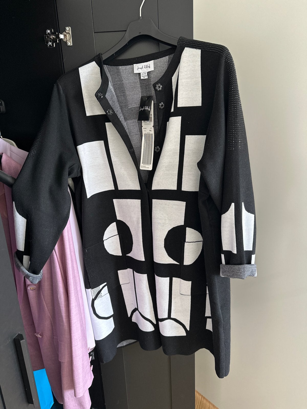 Joseph Ribkoff vest zwart/wit met studs XXL, Kleding | Dames, Truien en Vesten, Ophalen, Nieuw, Maat 46/48 (XL) of groter, Zwart