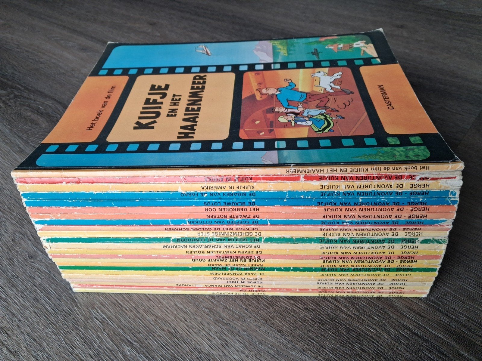 Kuifje dl 1 t/m 22 compleet + Kuifje en het Haaienmeer, Complete serie of reeks, Ophalen of Verzenden, Gelezen, Hergé ,Casterman