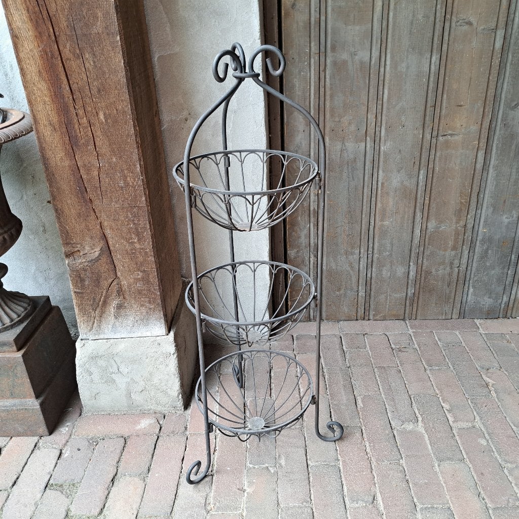 Metalen fruitschaal étagère met 3 mandjes hoogte 82cm Etage3, Huis en Inrichting, Woonaccessoires | Overige, Gebruikt, ., Ophalen of Verzenden