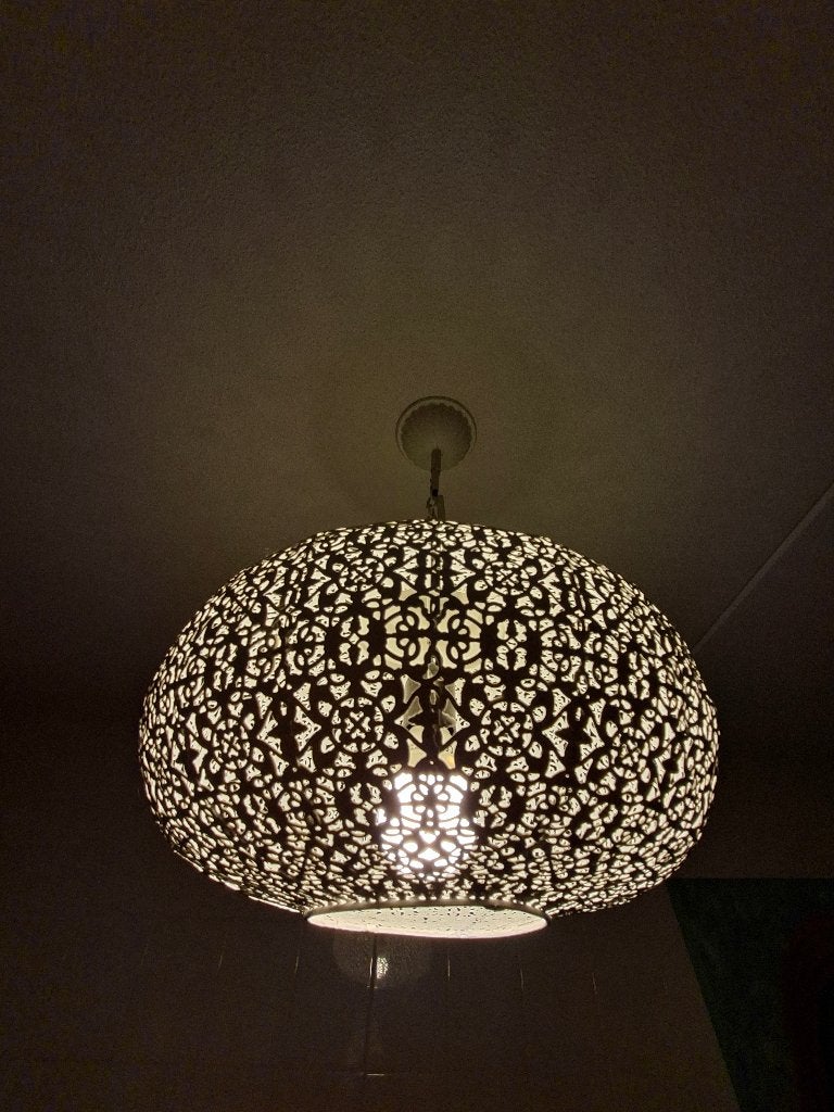 Oosterse hanglamp wit metaal 55x55 cm, Ophalen, Gebruikt, E27 (groot), Oosters