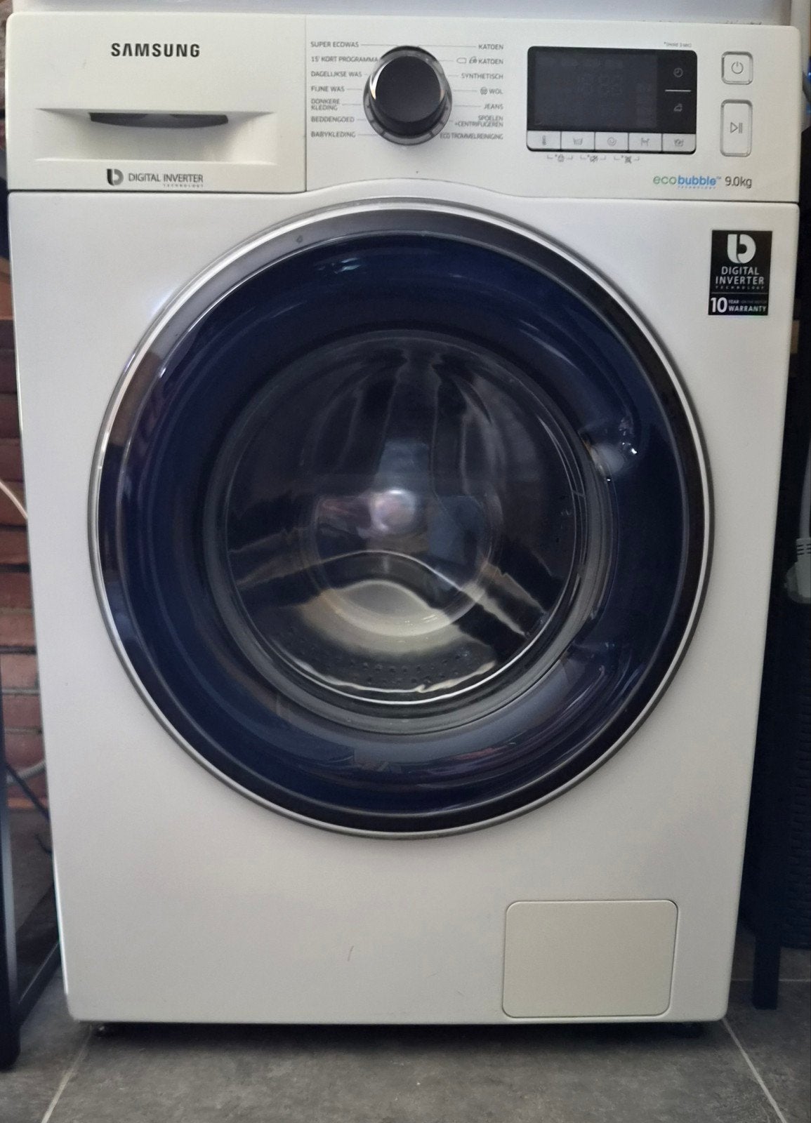 Samsung EcoBubble 9.0 kg wasmachine, 1200 tot 1600 toeren, 8 tot 10 kg, Zo goed als nieuw, Voorlader