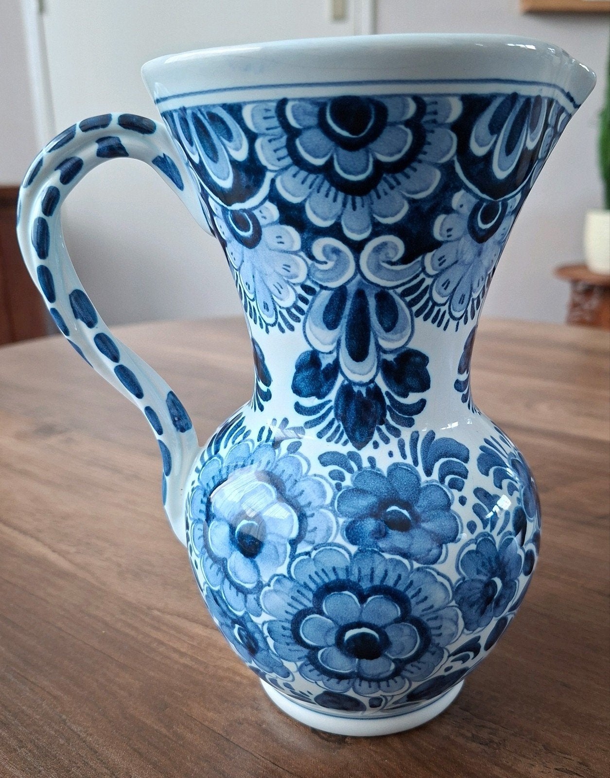 Oud delfts Blauwe Kan met Bloemenpatroon, Antiek en Kunst, Ophalen of Verzenden