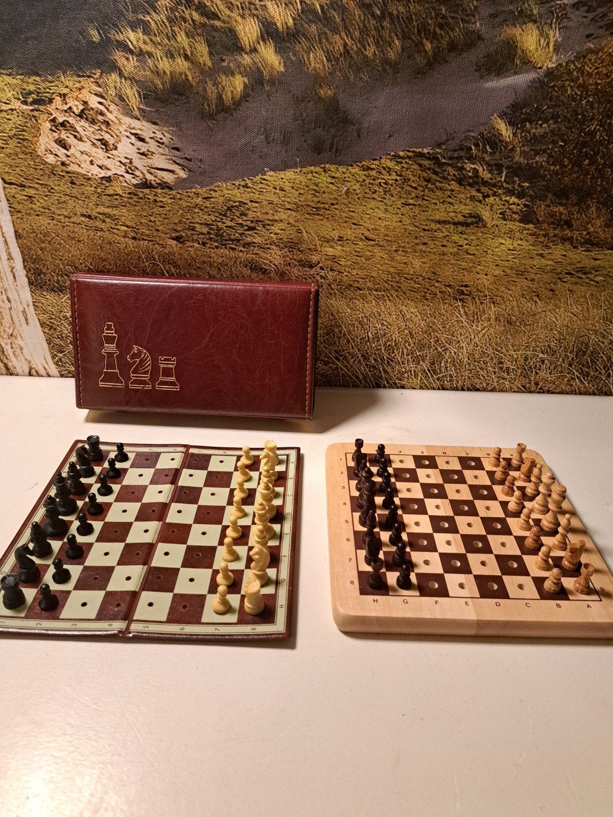 Twee reisschaakspellen 20 x 20 cm., Hobby en Vrije tijd, Ophalen of Verzenden