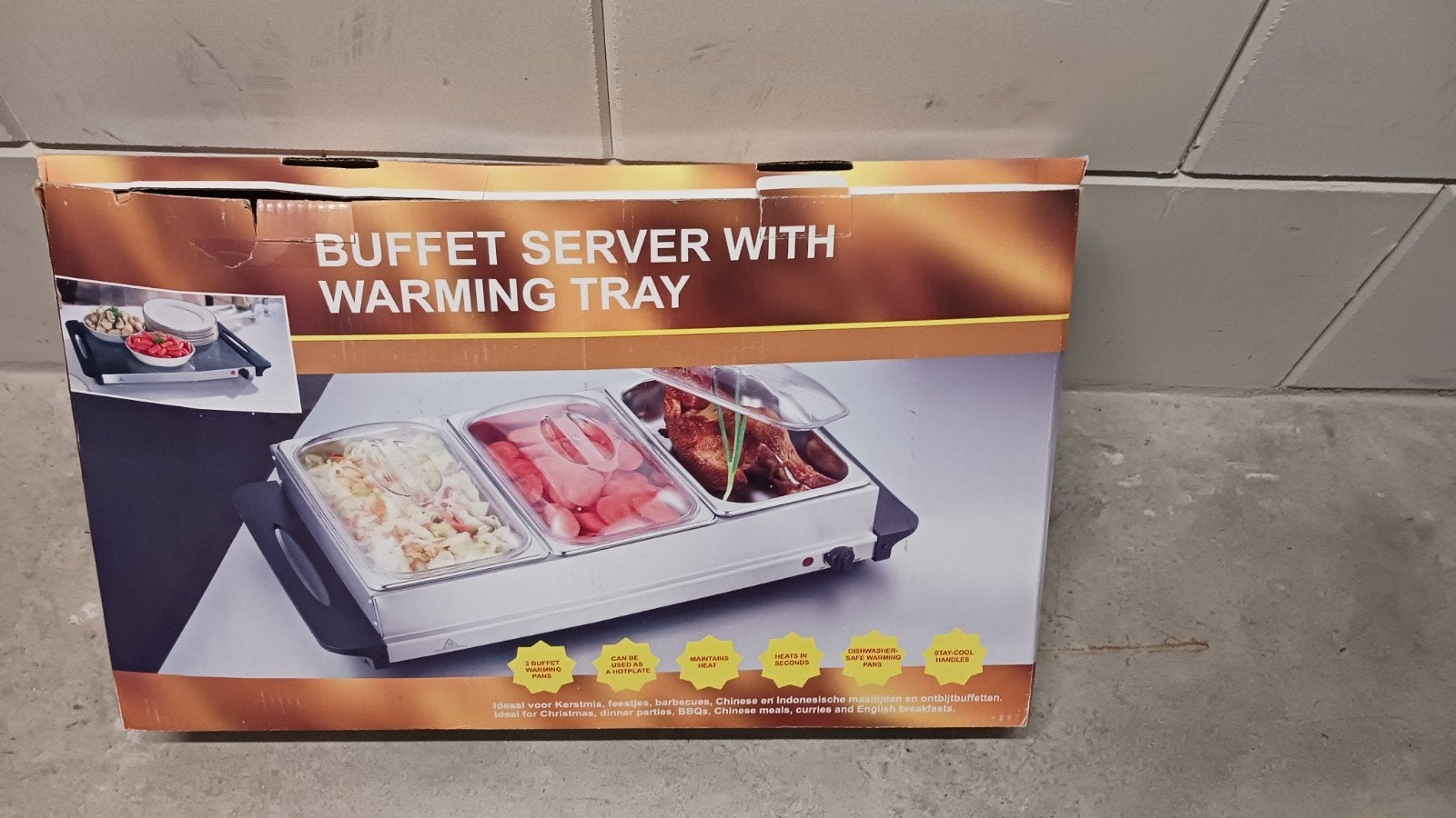 Buffet Server met Warmhoudfunctie - 3 Bakken, Ophalen, Overige typen, Zilver, Zo goed als nieuw