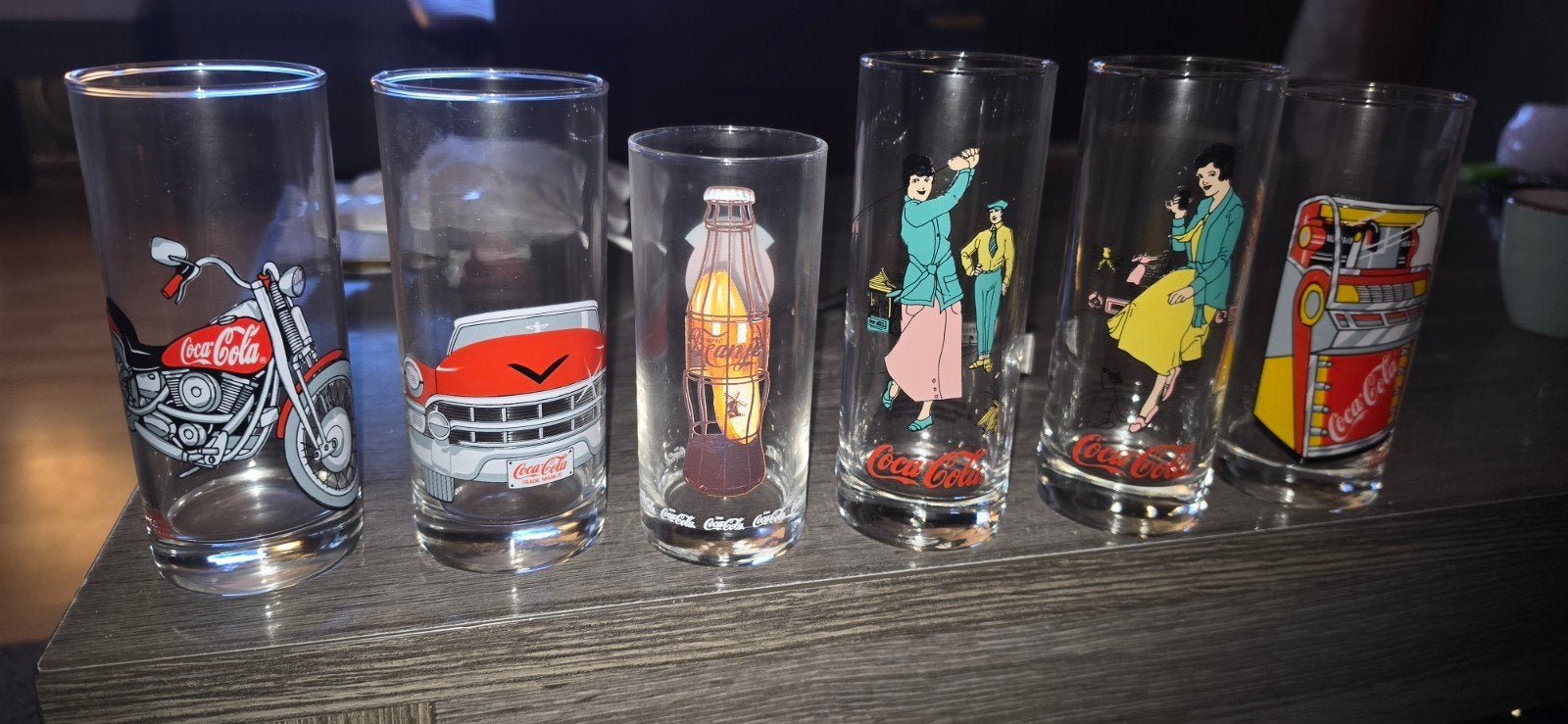 Set van 6 vintage Coca-Cola glazen, Huis en Inrichting, Vintage, Meerkleurig, Nieuw, Ophalen of Verzenden