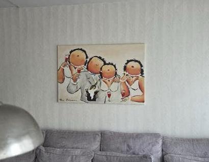 Schilderij 'Dikke Dames' - Feestelijke Scène, Ophalen of Verzenden