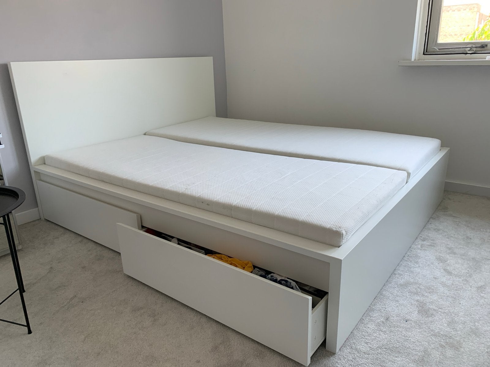 Wit tweepersoonsbed IKeA MALM, Ophalen, Gebruikt, Wit, Tweepersoons