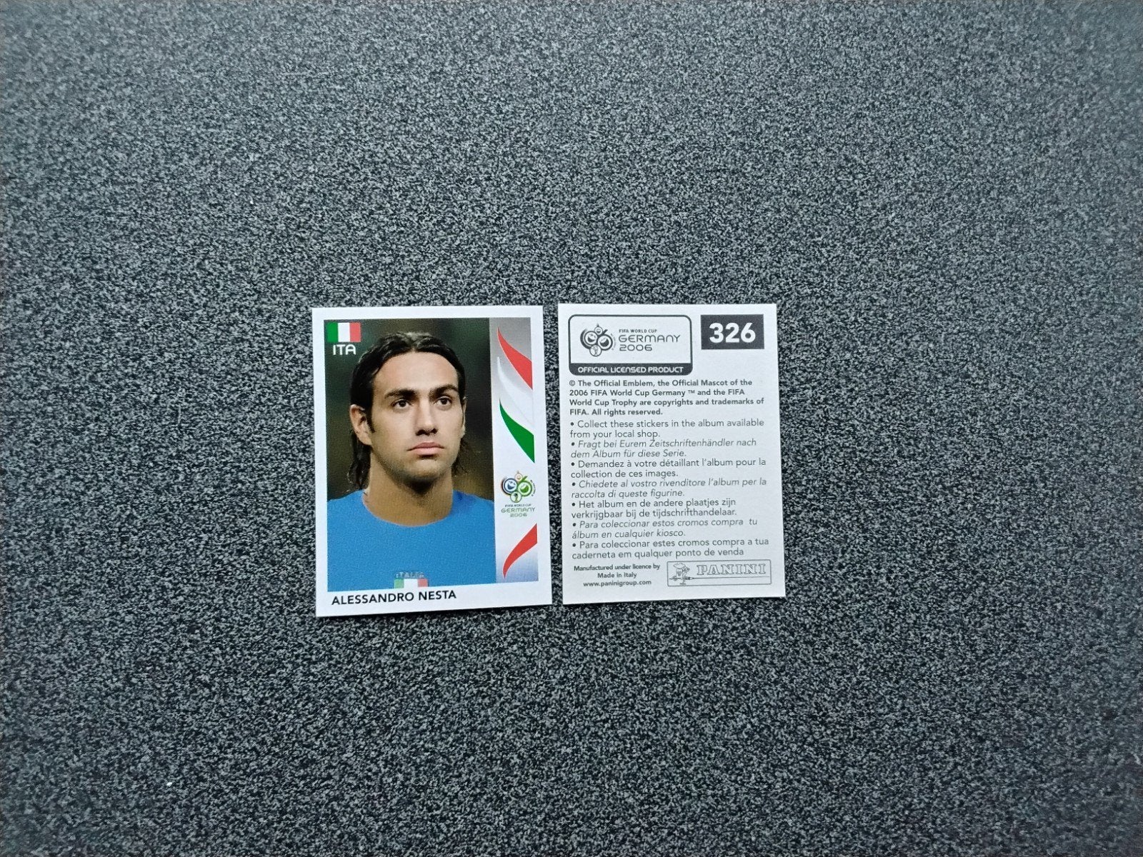 Panini Sticker Alessandro Nesta Italië WK 2006, Ophalen of Verzenden, Zo goed als nieuw, Poster, Plaatje of Sticker