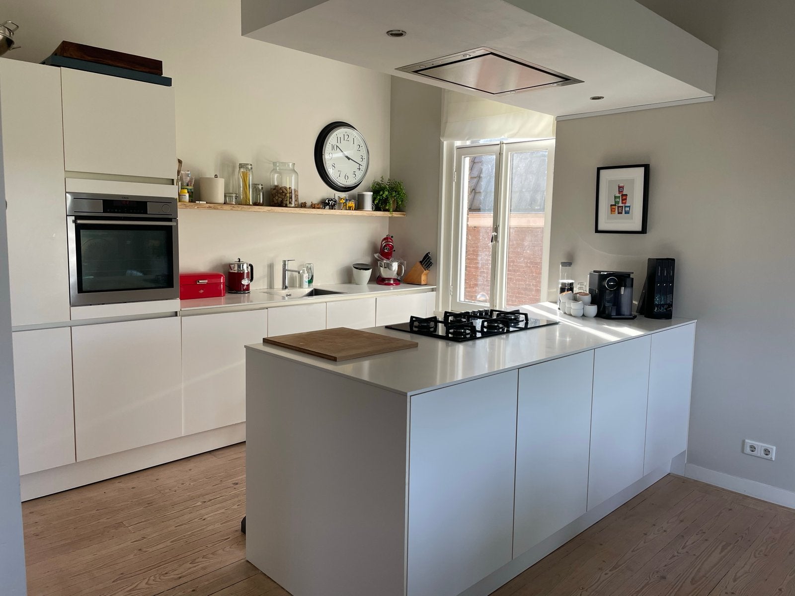 Siematic keuken met AEG apparatuur en natuursteen blad, Ophalen, Gebruikt, Wit, Graniet of Steen