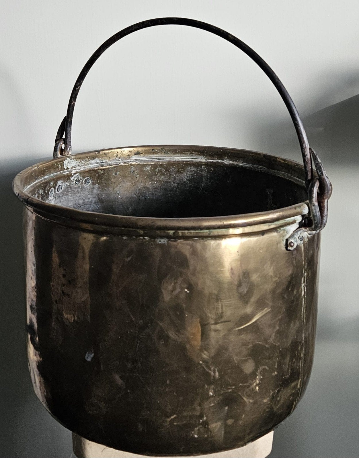 antieke koperen houtbak / ketel (33 x 24 cm) – Handwerk, Antiek en Kunst, Ophalen of Verzenden, Koper