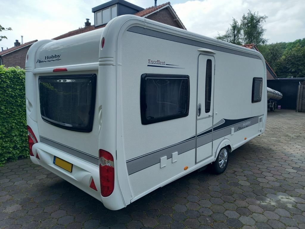 Mooie Hobby 495 excellent '13 mover Isabella tent, fietsenr., Hobby, Frans bed, Particulier, 5 tot 6 meter