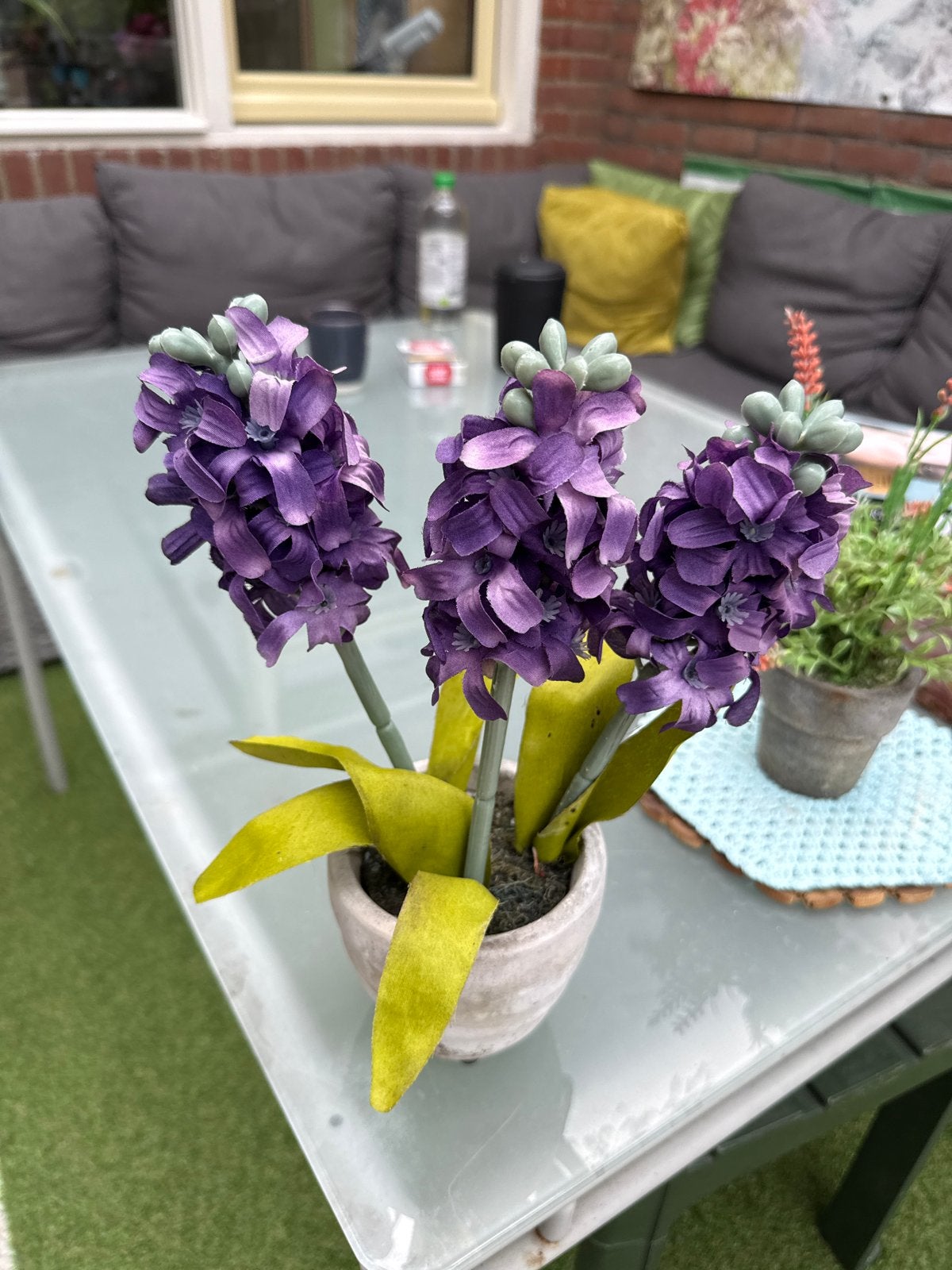 Paarse kunsthyacinten in pot, Huis en Inrichting, Woonaccessoires | Kunstplanten en Kunstbloemen, Kunstplant, Ophalen of Verzenden