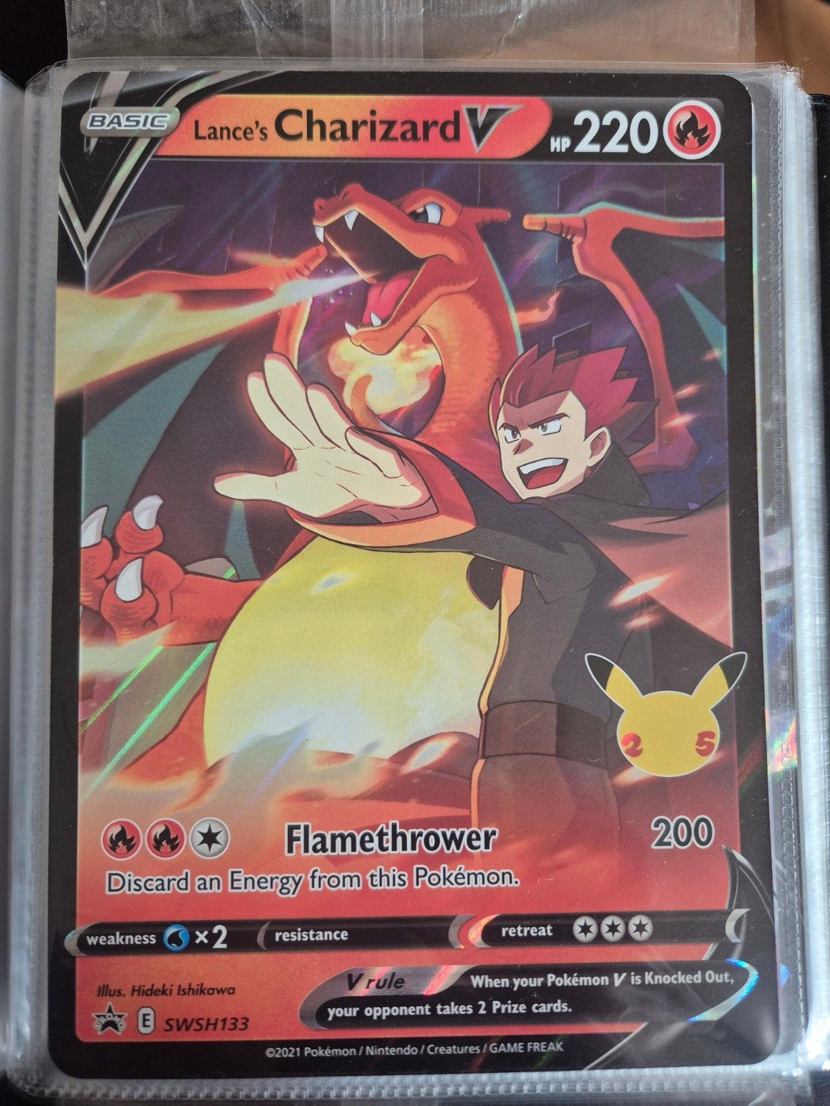 jumbo Lance's Charizard V SWSH133 Pokémon Kaart, Ophalen of Verzenden, Zo goed als nieuw, Losse kaart, Foil