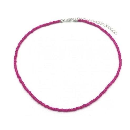 Ketting glass beads - hard roze/zilver, Overige materialen, Info@medase.nl, Medase, Nieuw