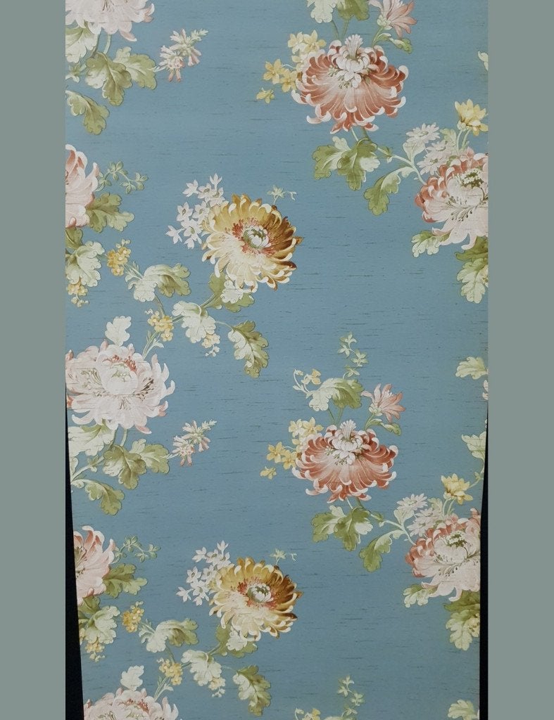 4693 60s bloemenbehang blauw klassiek landhuis stijl  swiet, Verzenden, Roze