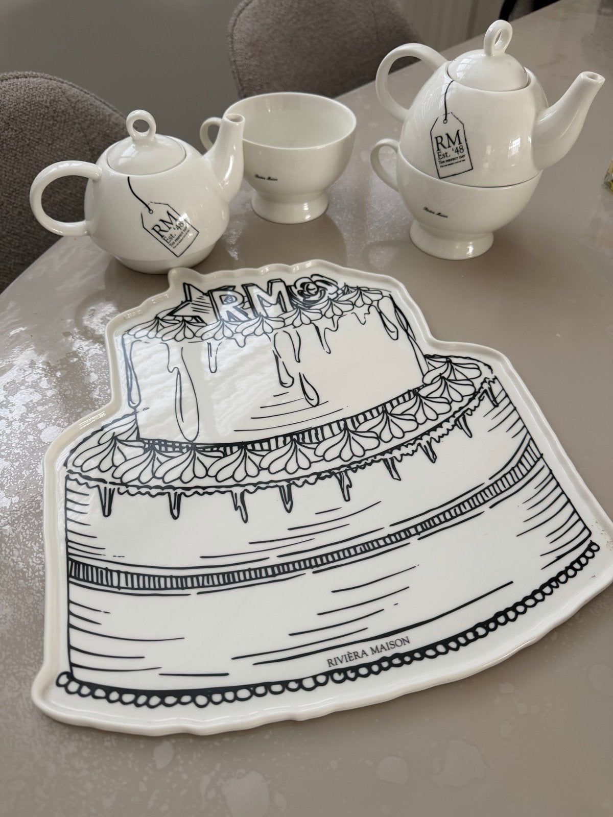 Riviera Maison theepotjes met dienblad, Overige merken, Keramiek, Ophalen of Verzenden, Zo goed als nieuw