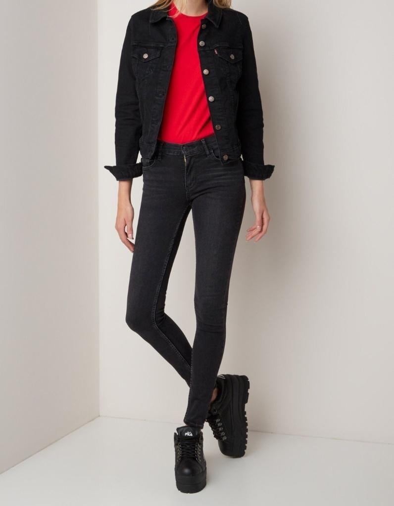 Levi's spijkerjas zwart maat s 36 trucker merk jas levis, Verzenden, Zwart, Zo goed als nieuw, Jasje