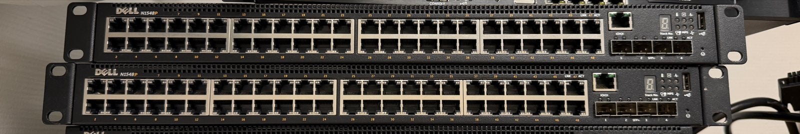 Dell PowerConnect N1548P 48-poorts PoE+ Switch (2 stuks), Computers en Software, Netwerk switches, Ophalen, Gebruikt