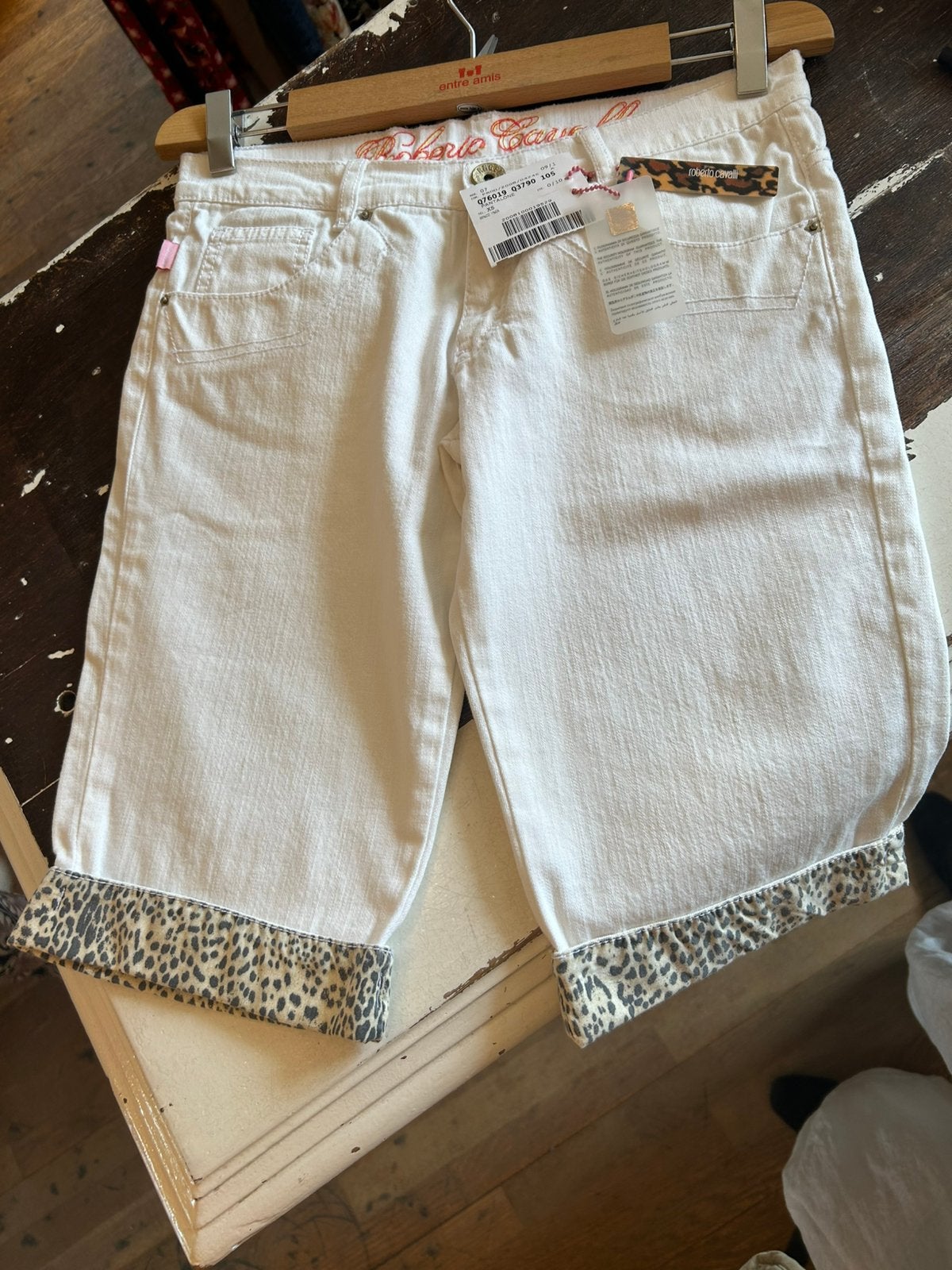 Roberto Cavalli Bermuda - Nieuw met tags - Maat XS, Wit, Nieuw, Roberto Cavalli, Ophalen of Verzenden