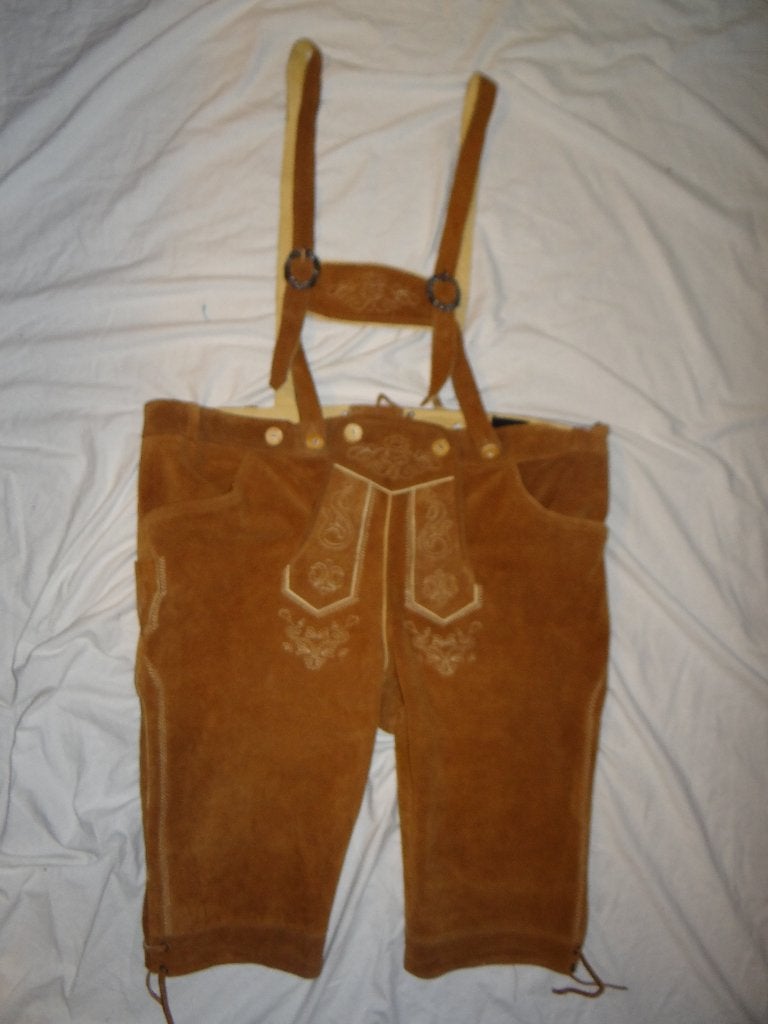Mooie bruine TIROLER/LEDERHOSE broek (Echt leer), Carnaval, Nieuw, Overige maten, Ophalen of Verzenden