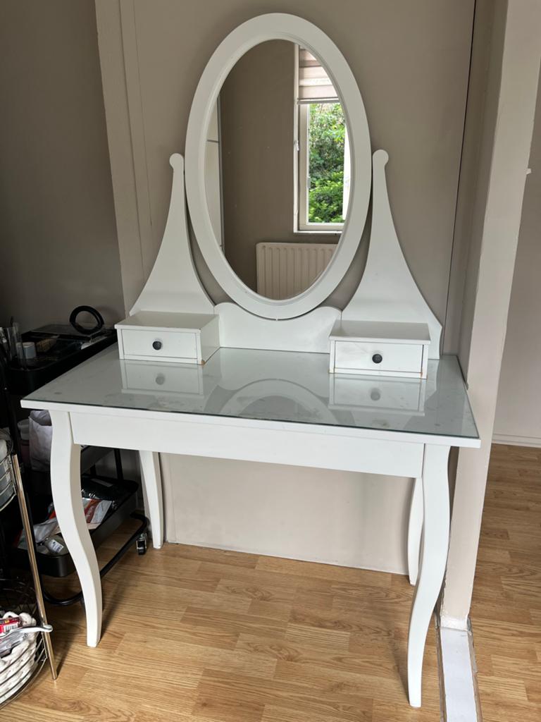 Ikea Kaptafel met spiegel en lades, Ophalen, Gebruikt, 50 tot 100 cm, Minder dan 100 cm