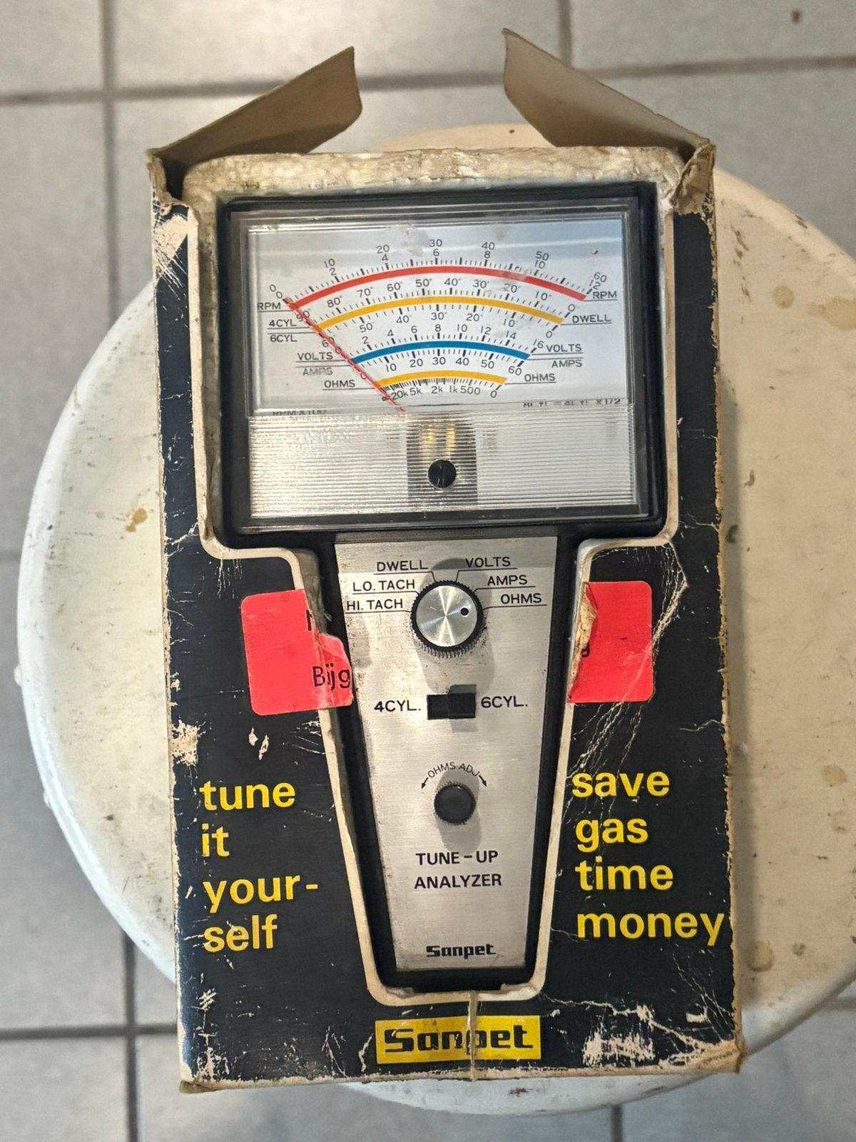 Tune-up Analyzer Sanpet vintage analoge motortester jaren 70, Auto diversen, Ophalen