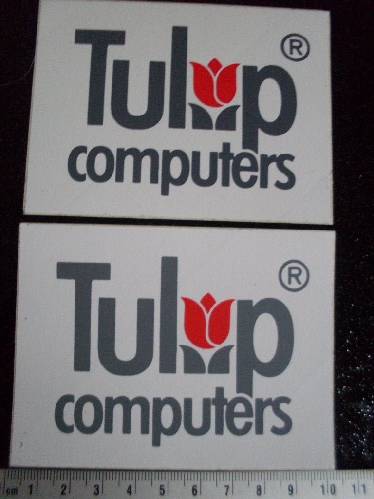 2x sticker Tulip computers logo, Verzenden, Zo goed als nieuw, Merk