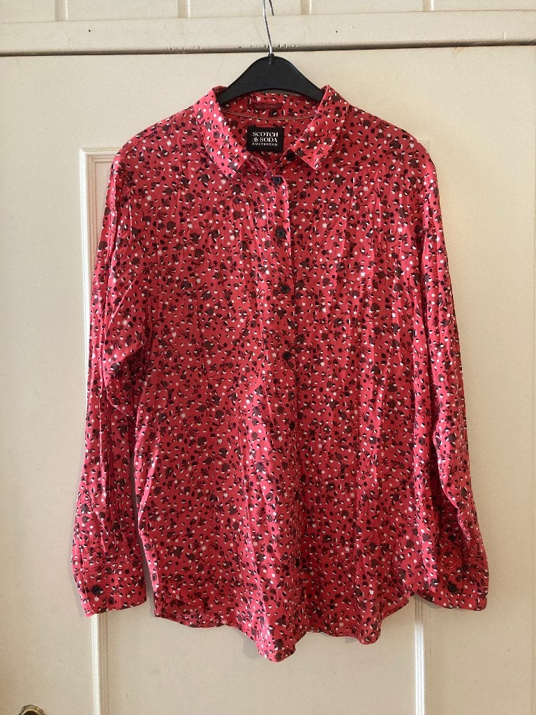 Vrolijke rood gebloemde blouse van Scotch & Soda, maat M, Maat 38/40 (M), Verzenden, Scotch & Soda, Zo goed als nieuw