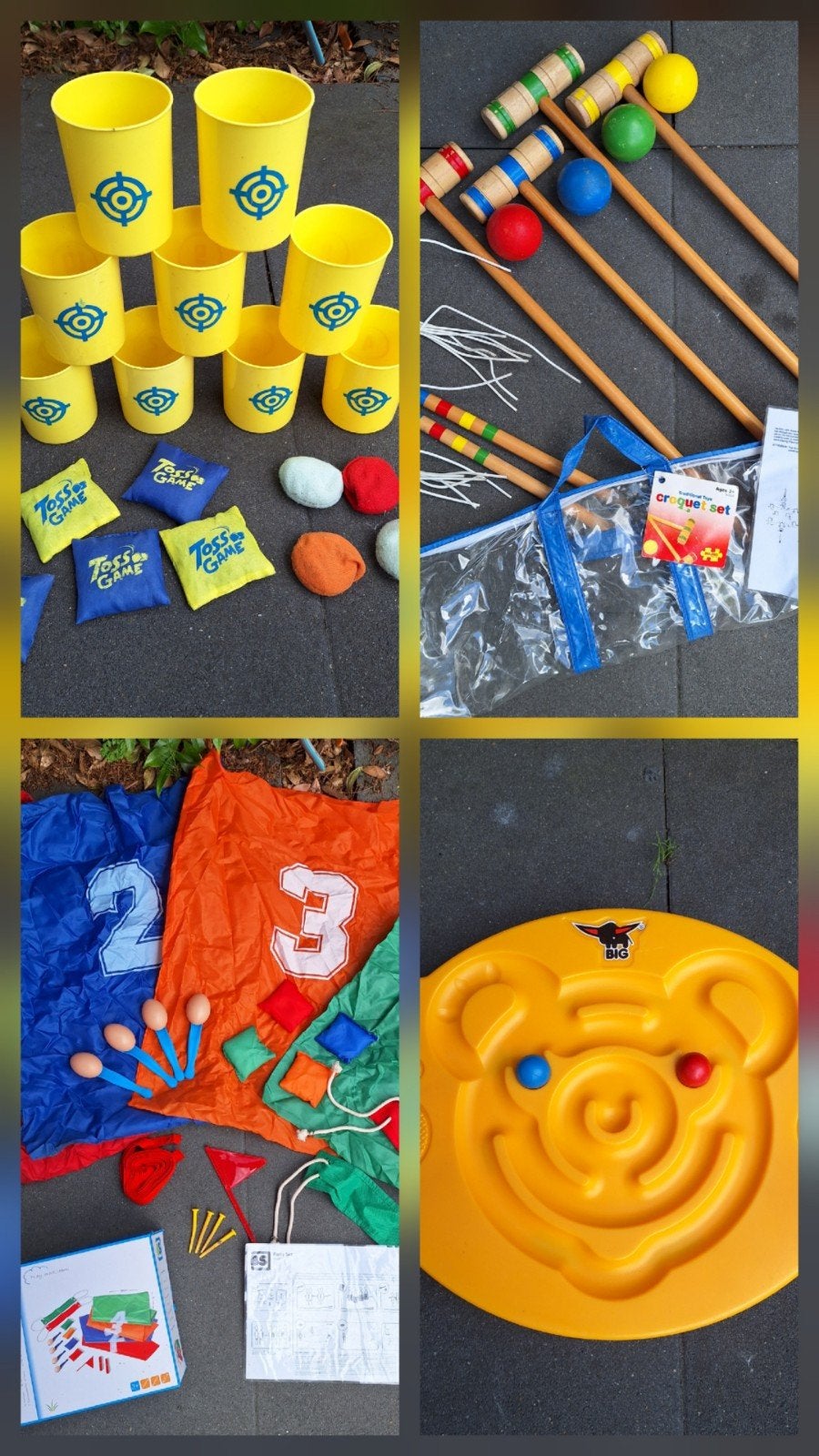 Veel leuk buitenspeelgoed croquet, party set, balansbord, Ophalen of Verzenden, Gebruikt