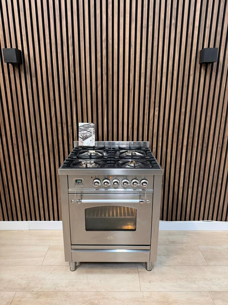 Luxe Rvs Boretti Fornuis 70 cm breed (Gratis bezorgen), Witgoed en Apparatuur, Fornuizen, 5258sh, Ophalen of Verzenden, Zo goed als nieuw